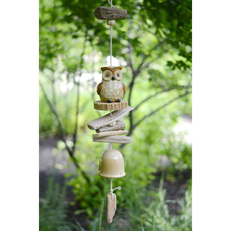 RCS Gifts Hanging Wood Owl Wind Chime and Bell Wayfair